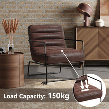 Load image into Gallery viewer, Retro Style PU leather Upholstered Armchair Metal Base Office Chair Lounge Chairs Living and Home 

