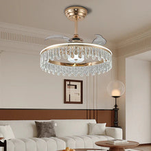 Load image into Gallery viewer, Lightsin 60cm Modern Gold Crystal Ceiling Fan Light Lightsin UK 

