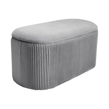 Load image into Gallery viewer, 78cm Wide Oval Velvet Storage Bench Vertical Stripes Footstool Lift-Off Lid Storage Footstool &amp; Benches Living and Home 

