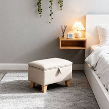 Load image into Gallery viewer, Linen Upholstered Storage Ottoman Footstool

