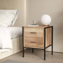 Load image into Gallery viewer, Mid-Century Two Drawers Wooden Nightstand Sofa Side Table
