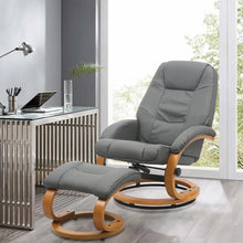 Load image into Gallery viewer, Ergonomic Executive Office Reclining Chair with Footstool - Light Grey
