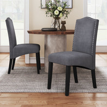 Load image into Gallery viewer, Set of 2 Grey Velvet High Back Dinning Chair
