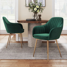 Load image into Gallery viewer, 2Pcs Modern Velvet Upholstered Dining Chairs with Polished Gold Legs
