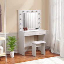 Load image into Gallery viewer, Dressing Table Set with Large Lighted Mirror
