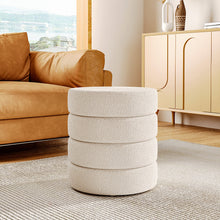 Load image into Gallery viewer, Round Channel Upholstered Ottoman
