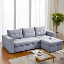 Load image into Gallery viewer, 3-Seater Upholstered Corner Sofa Bed with Storage
