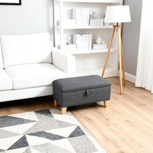 Load image into Gallery viewer, Linen Upholstered Storage Ottoman Footstool
