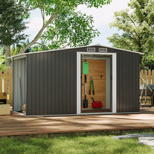 Load image into Gallery viewer, Garden Metal Storage Shed with Log Storage
