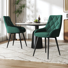 Load image into Gallery viewer, Set of 2 Velvet Metal Legs Button Upholstered Dining Chair
