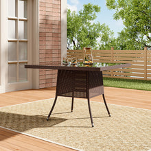 Load image into Gallery viewer, Garden Wicker Tempered Glass Table with Parasol Hole
