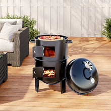 Load image into Gallery viewer, 3 in 1 BBQ Charcoal Grill 3 Tier Smoker
