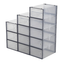 Load image into Gallery viewer, 12Pcs Stackable Shoe Storage Box Organiser Grey

