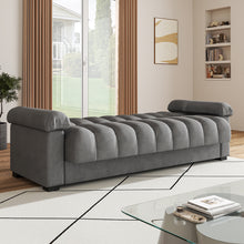Load image into Gallery viewer, Grey Channel Sleeper Sofa Bed - 212 x 89cm
