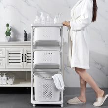 Load image into Gallery viewer, Laundry Basket Bathroom Clothes Storage on Wheels
