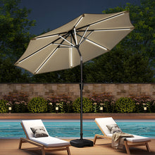 Load image into Gallery viewer, Large Solar Powered LED Patio Umbrella for Outdoor Garden Patio with Base
