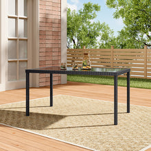 Load image into Gallery viewer, Rustic Rectangle Outdoor Wicker Table with Tempered Glass Tabletop
