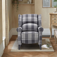 Load image into Gallery viewer, Tartan Upholstered Recliner Chair with Comfortable and Relaxing Footrest Recliners-AWIN Living and Home Grey 
