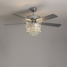 Load image into Gallery viewer, Chrome Ceiling Fan 5 Blades LED Crystal Chandelier &amp; Remote Control 52Inch Ceiling Light Living and Home 
