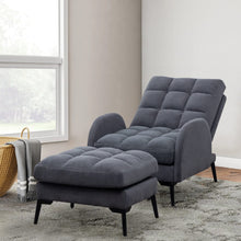 Load image into Gallery viewer, Upholstered Adjustable Backrest Velvet Sleeper Recliner Come with Ottoman Recliners Living and Home 
