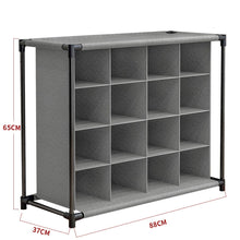 Load image into Gallery viewer, 4 Tiers 16-Pair Non-woven Grid Shoes Rack Grey Cubes Storage Shelf Rack Organizers, WH0905 Living and Home 
