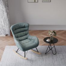 Load image into Gallery viewer, 96cm Height Cyan Nordic Wooden Rocking Chair for Living Room Bedroom Rocking Chairs Living and Home 
