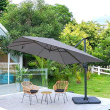 Load image into Gallery viewer, Dark Grey 3 x 3 m Square Cantilever Parasol Outdoor Hanging Umbrella for Garden and Patio Parasols Living and Home Parasol + Cross Base + Petal Water Tank 
