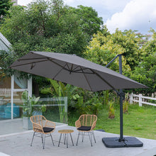 Load image into Gallery viewer, Light Grey 3 x 3 m Square Cantilever Parasol Outdoor Hanging Umbrella for Garden and Patio Parasols Living and Home Charoal Parasol + Cross Base + Petal Water Tank 
