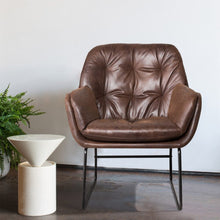 Load image into Gallery viewer, Double Layered Accent Armchair Metal Frame Occasional Chair Other Occasional Chairs Living and Home Brown Faux leather 
