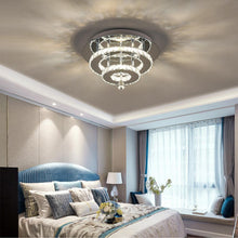 Load image into Gallery viewer, Stacked LED Ceiling Light with Crystal Rims Ceiling Light Living and Home W 30 x L 30 x H 14 cm Dimmable Warm Glow
