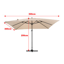 Load image into Gallery viewer, Khaki 3 x 3 m Square Cantilever Parasol Outdoor Hanging Umbrella for Garden and Patio Parasols Living and Home 
