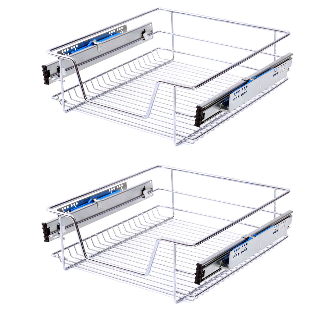 Livingandhome 2 Pcs Metal Sliding Kitchen Cabinet Pull Out Wire Basket Organizer, LG0161
