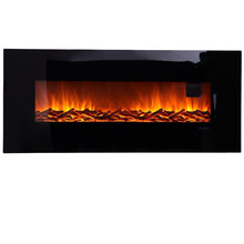Load image into Gallery viewer, Black 50 Inch Wall Mounted Electric Fire with Log 1800W Electric Fireplace Wall Mounted Fireplaces Living and Home 
