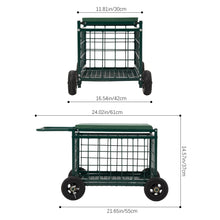 Load image into Gallery viewer, Rolling Garden Work Seat Cart with Storage
