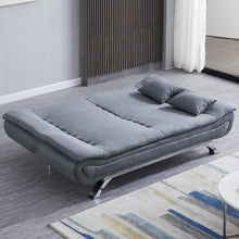 Load image into Gallery viewer, 190cm Wide Grey 3 Seater Sofa Linen Convertible Sofa Bed with 2 Pillows Sofa Beds Living and Home 
