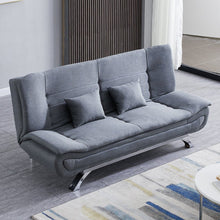 Load image into Gallery viewer, 190cm Wide Grey 3 Seater Sofa Linen Convertible Sofa Bed with 2 Pillows Sofa Beds Living and Home 

