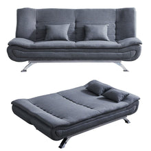 Load image into Gallery viewer, 190cm Wide Grey 3 Seater Sofa Linen Convertible Sofa Bed with 2 Pillows Sofa Beds Living and Home 
