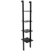 Load image into Gallery viewer, 4-Tier Wooden Wall Ladder Shelf Black

