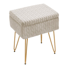 Load image into Gallery viewer, Rectangle Upholstered Storage Ottoman Vanity Stool
