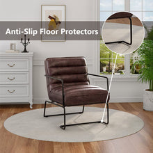 Load image into Gallery viewer, Retro Style PU leather Upholstered Armchair Metal Base Office Chair Lounge Chairs Living and Home 
