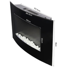 Load image into Gallery viewer, 35 Inch Wall Mounted Curved LED Electric Fireplace Tempered Glass Black Fireplaces Living and Home 
