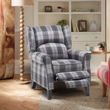Load image into Gallery viewer, Tartan Upholstered Recliner Chair with Comfortable and Relaxing Footrest Recliners-AWIN Living and Home 
