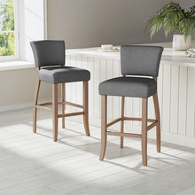 Load image into Gallery viewer, Set of 2 Linen Upholstered Bar Stool with Natural Wood Legs Bar Stools Living and Home 
