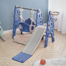 Load image into Gallery viewer, Livingandhome Kids Toddler Swing and Slide Set with Basketball Hoop
