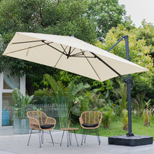 Load image into Gallery viewer, Light Grey 3 x 3 m Square Cantilever Parasol Outdoor Hanging Umbrella for Garden and Patio Parasols Living and Home Beige Parasol + Cross Base + Square Water Tank 
