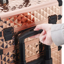 Load image into Gallery viewer, 3 in 1 Rose Gold/Black Portable Cosmetic Travel Case with Wheels Makeup Organizers Living and Home 
