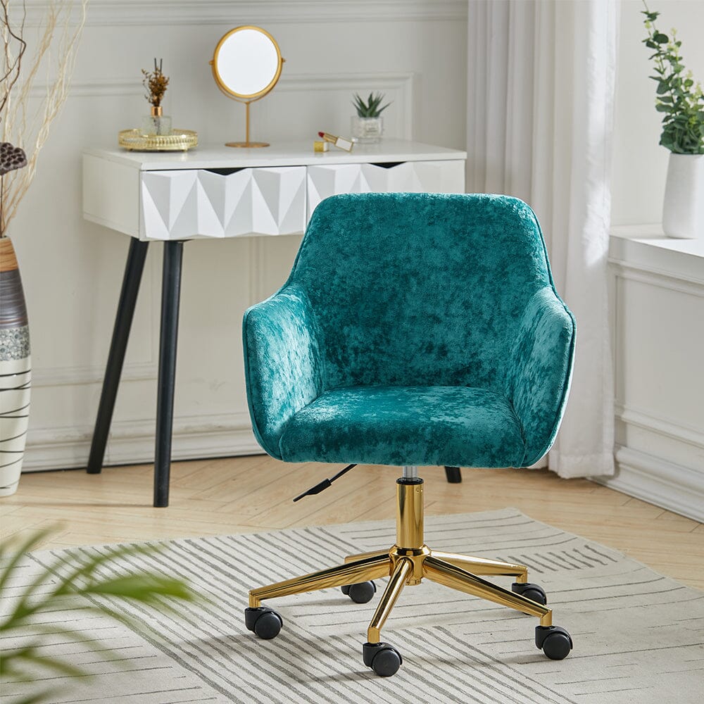 Medium Velvet Upholstered Home Office Swivel Task Chair with Flared Arms Living and Home 
