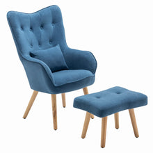 Load image into Gallery viewer, 107cm Height Velvet Wingback Lounge Armchair and Footstool Wingback Chairs Living and Home 
