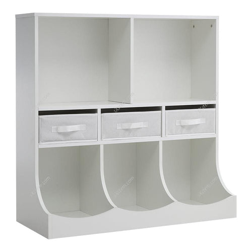 3-Tier Open Style Toy and Book Storage Cabinet Living and Home White 