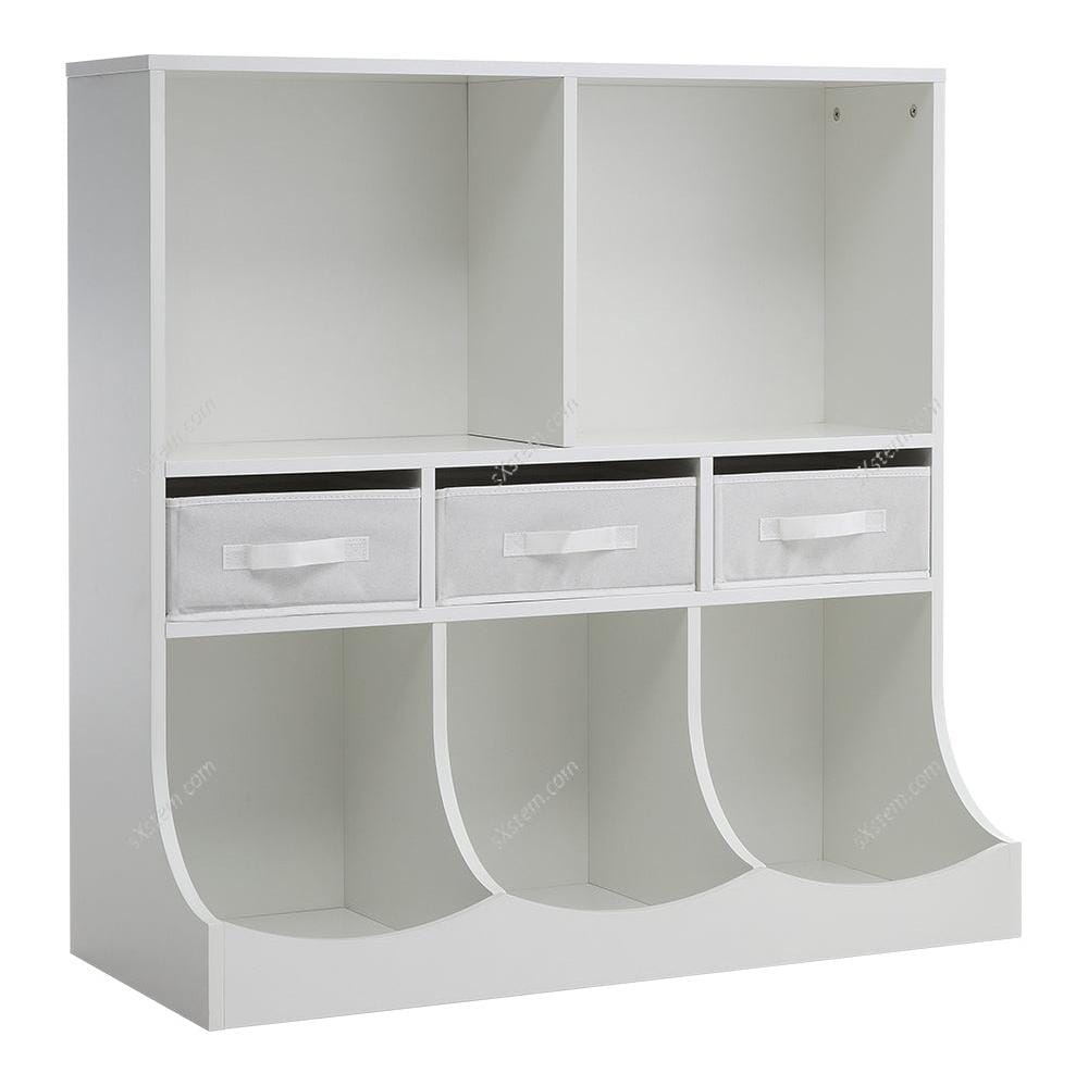 3-Tier Open Style Toy and Book Storage Cabinet Living and Home White 